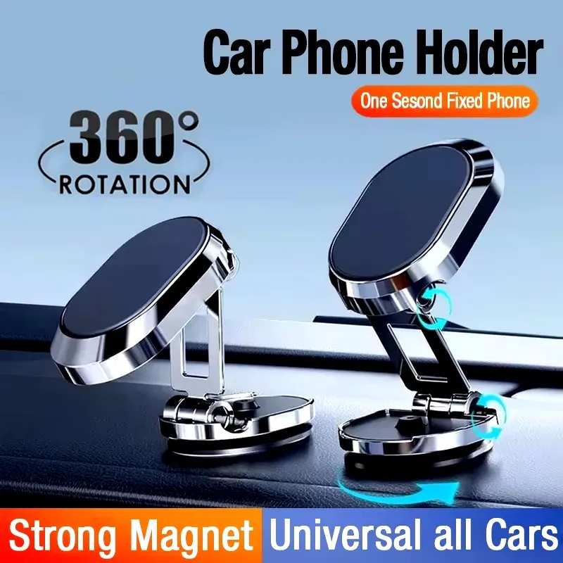 Car Phone Holder - Magnetische autotelefoonhouder, magnetische telefoonbevestiging, opvouwbare dashboardstandaard,