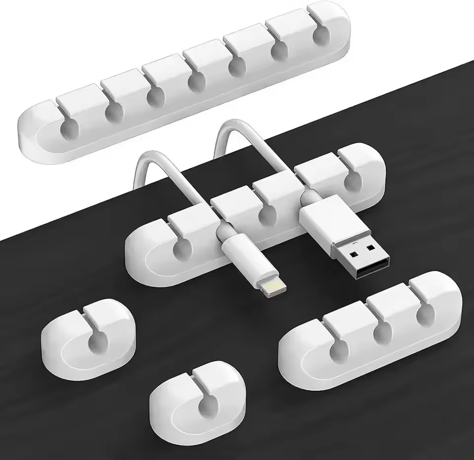Car Organizer - Kabelsnoer-organizer van siliconen, USB-kabeloproller, beheerclips, zelfklevend