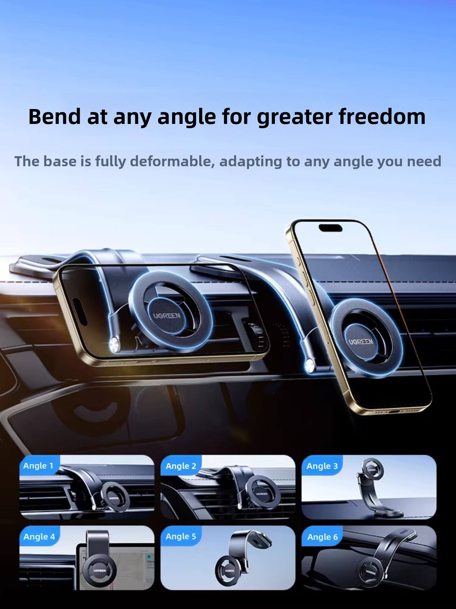 Car Vacuum - UGREEN magnetische autohouder, 360 graden draaibaar,