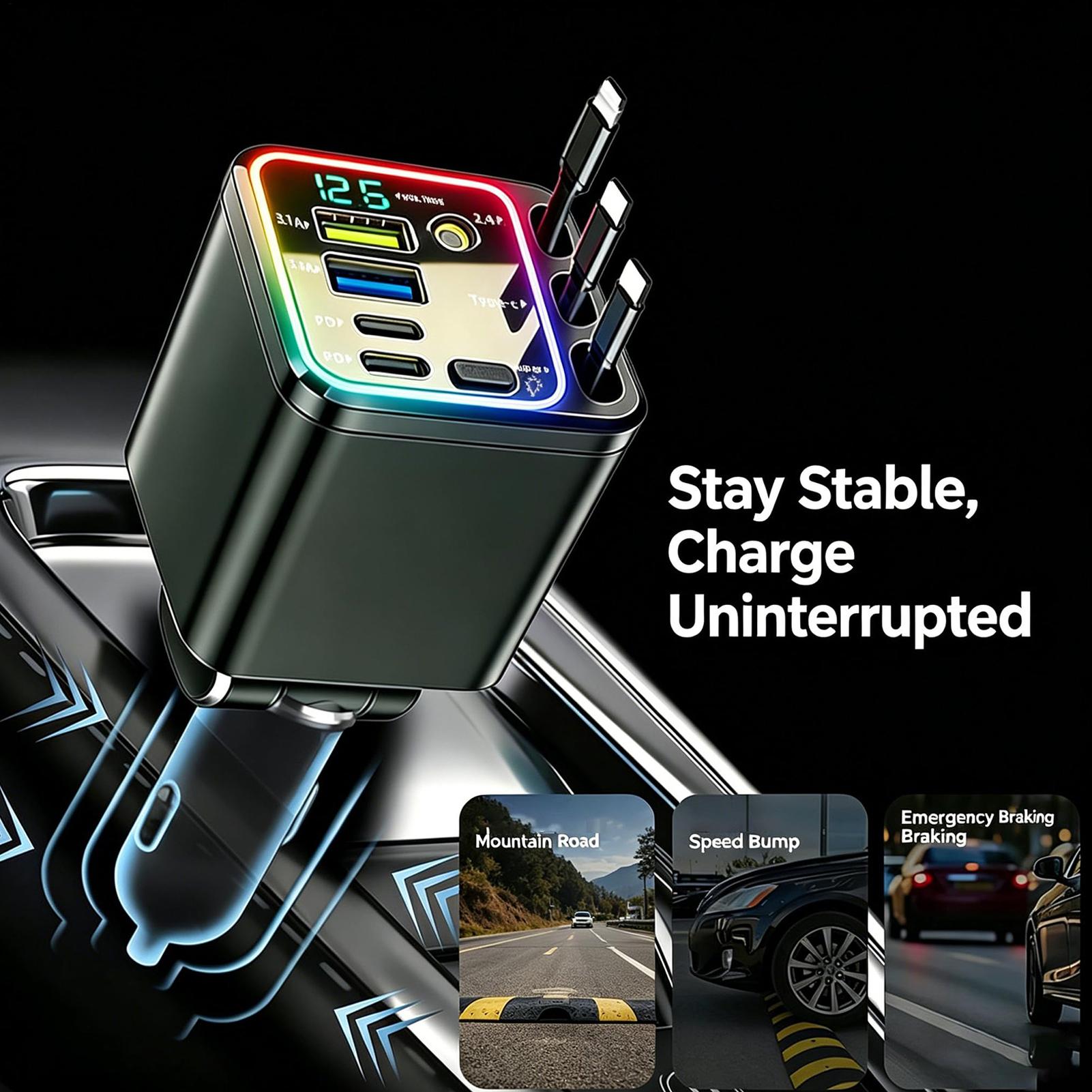 Intrekbare autolader 102W snel - Car Charger recensie en prijs